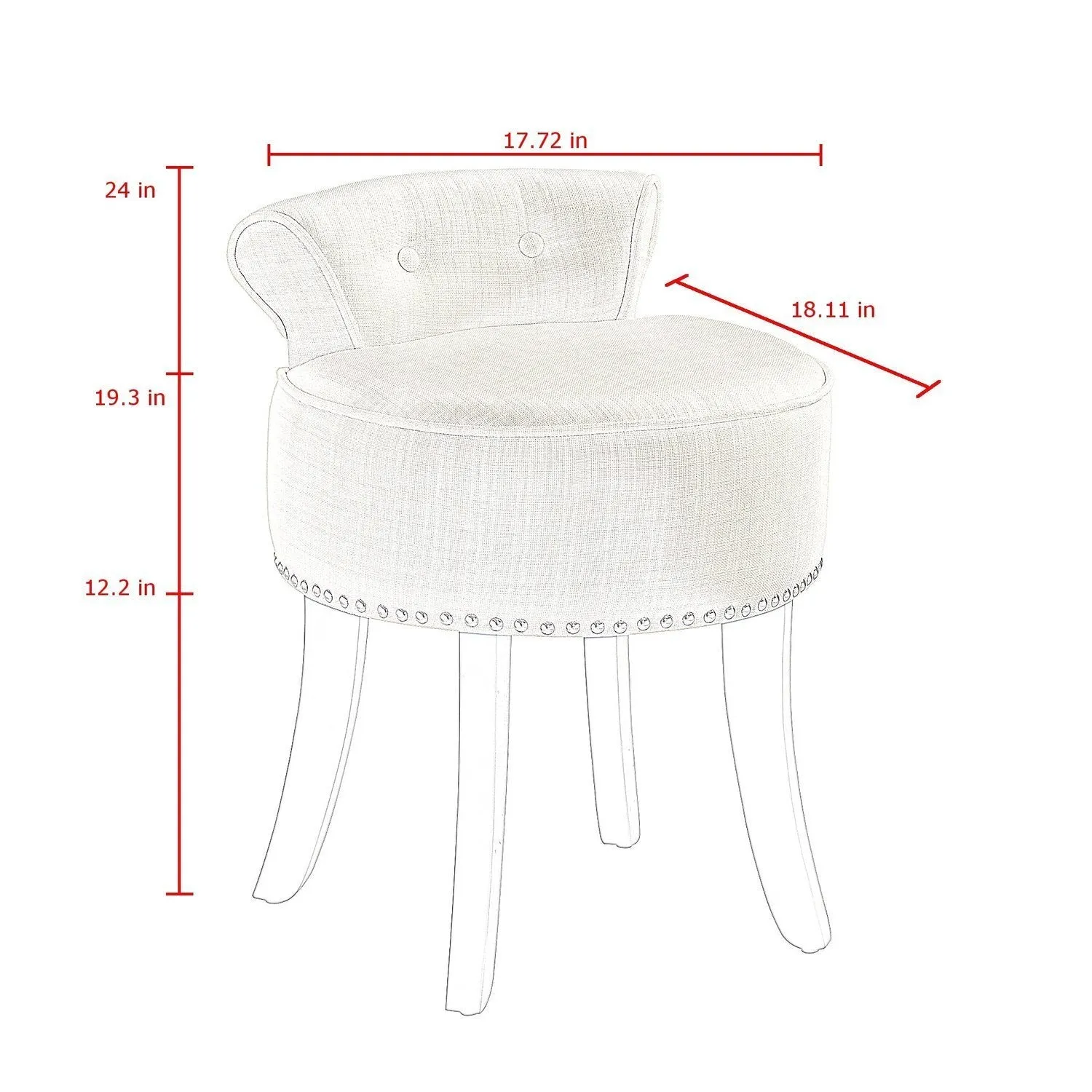 Taylor Linen Vanity Stool