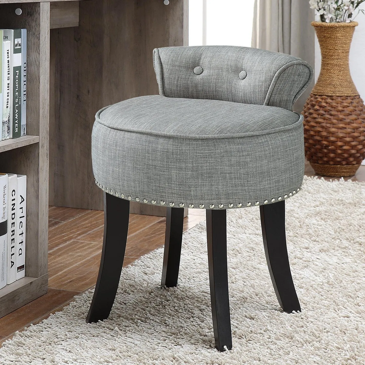 Taylor Linen Vanity Stool