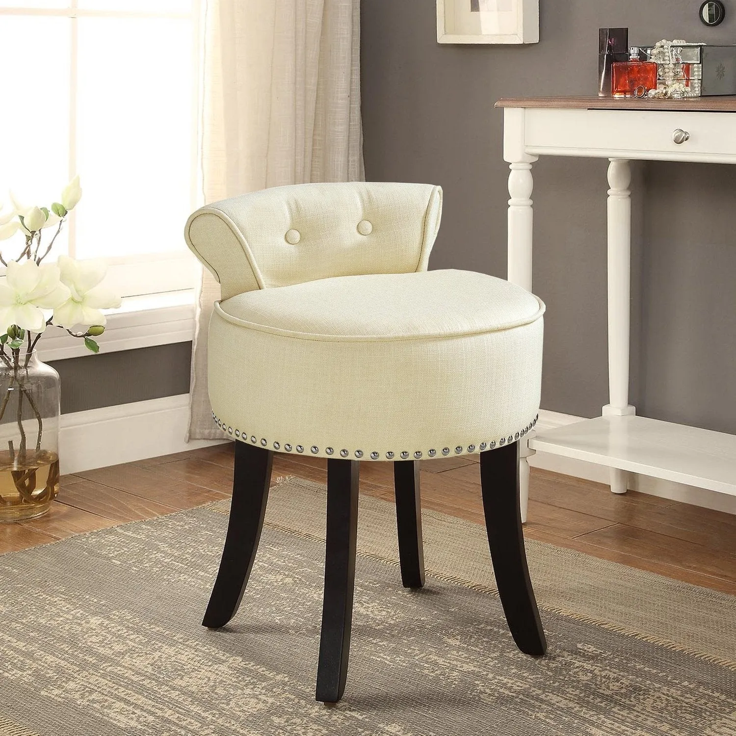 Taylor Linen Vanity Stool