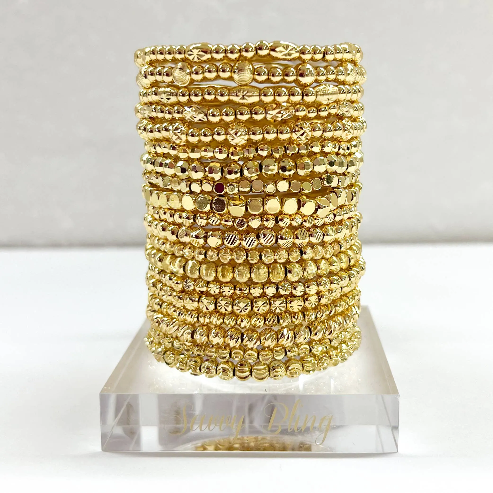 Textured Gold Beaded Bracelets