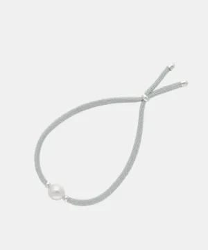 Turquoise Elastic Bracelet for Women with Organic Pearl, 8mm Round White Pearl, Adjustable 7.8" Length, Sifnos Collection