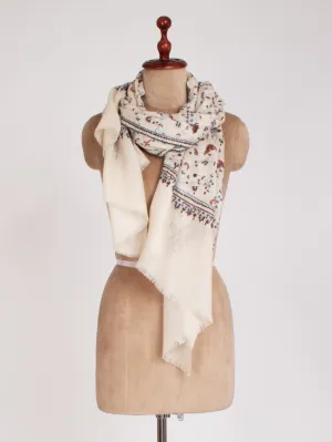 White Handmade Cashmere Stylish Scarf